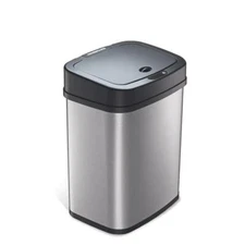 NINESTARS Motion Sensor Trash Can Black Stainless Steel Rectangular Shape 3 Gal.