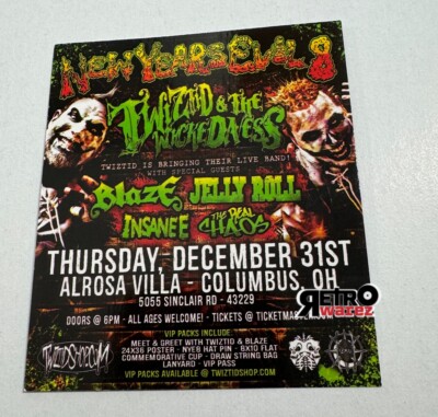 Twiztid New Years Evil 8 2015 Concert Promo CardFlyer 3.5x4.75  Jelly Roll NYE