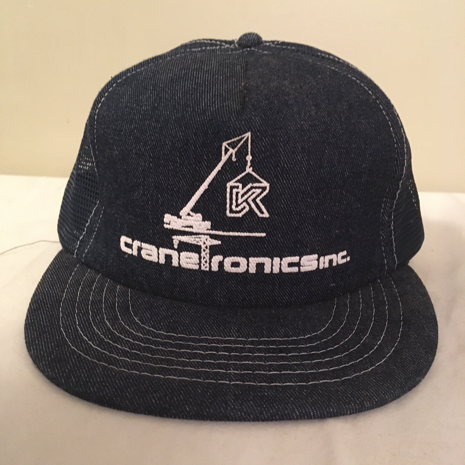Vtg Cranetronics inc Hat Construction Snapback Bl… - image 2