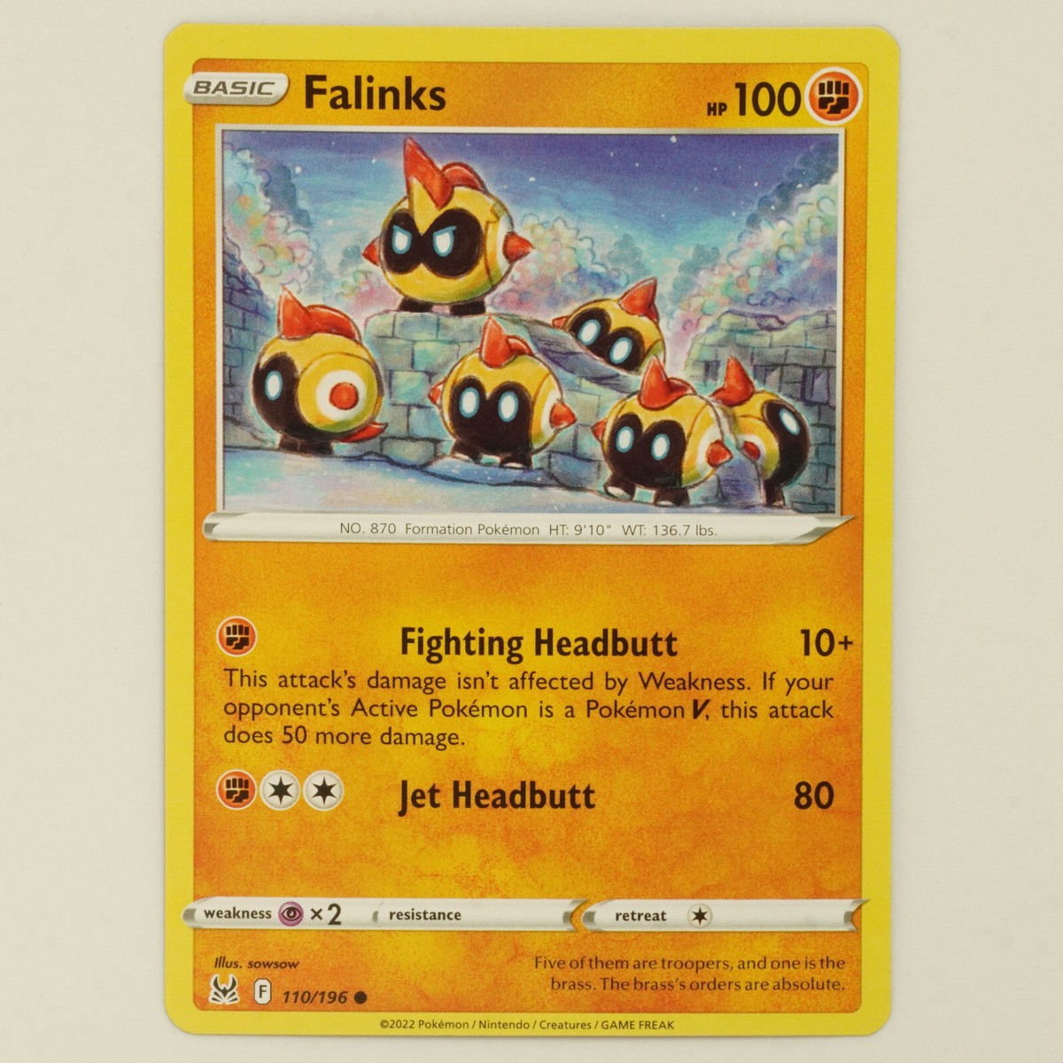 Falinks 110/196 Common SWSH Lost Origin Pokemon Card