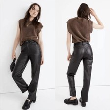 Madewell Faux Leather The Perfect Vintage Straight Jean / Black / SZ 25