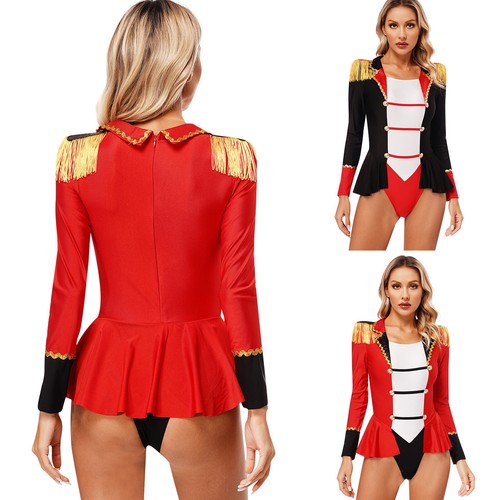 Women's Bodysuit Rave Rompers Tassles Leotards With Bow Tie Showman Jumpsuit - Afbeelding 1 van 32