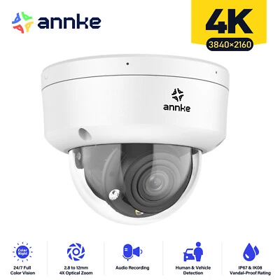 ANNKE 4K POE Security IP Camera 8MP 4x Optical Zoom Audio Recording AI Detection
