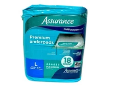 Assurance Unisex Premium Quilted Underpad Maximum Absorbency Large 18 Count New