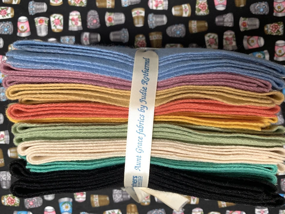 Marcus Brother Aunt Grace fabrics by Judie Rothermel Wool For Appliqué 9”x27” - Image 3 of 4