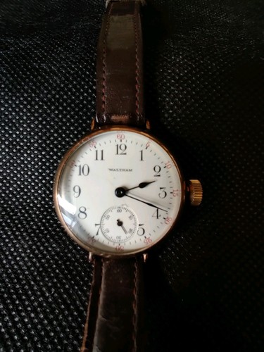 Antiguo reloj de trinchera militar American Waltham de oro de 9 k impresionante 1919 - Imagen 12 de 12