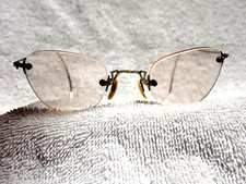 1920's SCARCE 12K "WHITE" GOLD FILLED 3 PIECE RIMLESS FRAME IN GREAT CONDITION 