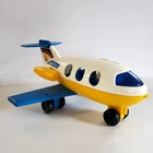 Fisher Price Vintage 1970 Jet Toy Airplane #933 USA Made blue Yellow White
