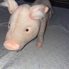 Hansa Pig Plush Toy Pink Realistic Stuffed Animal Handmade