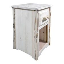 Pemberly Row Solid Wood End Table with Drawer in Natural Lacquered