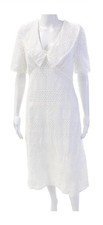 LK Bennett Womens Short Sleeve V-neck Lined Crochet Dress White Size 02