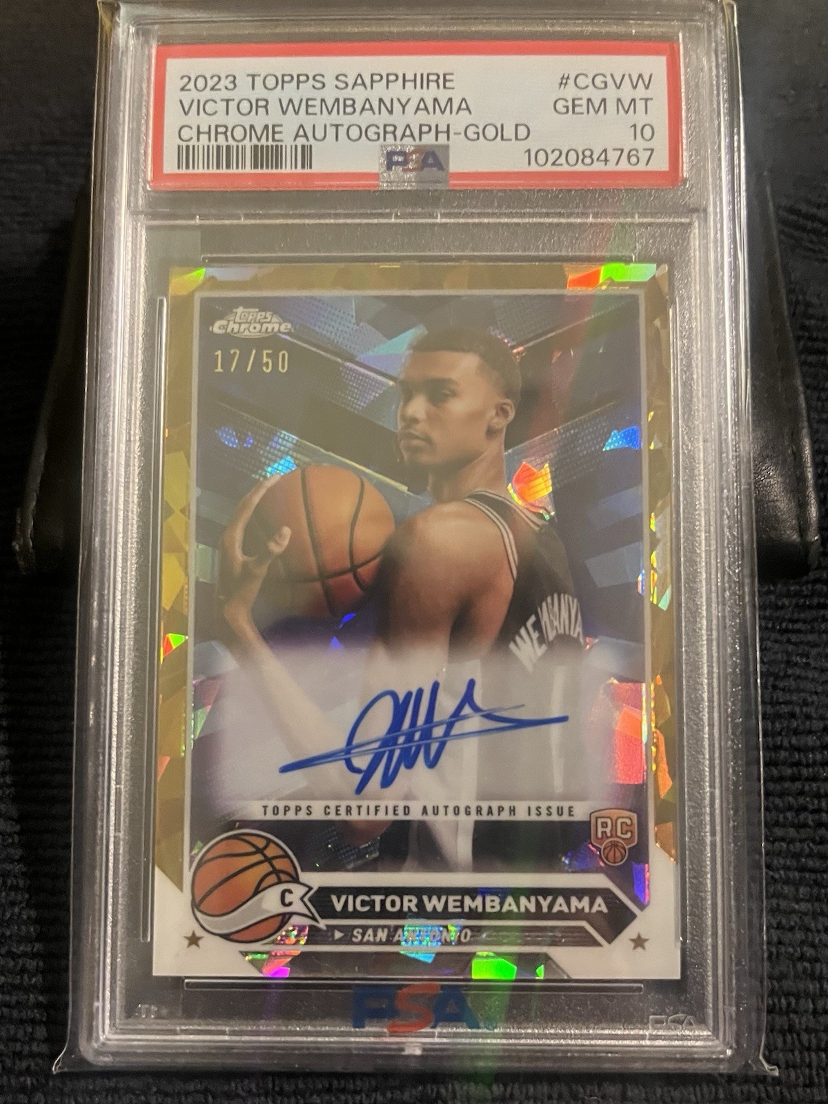 2023 Topps Sapphire Victor Wembanyama Rookie Auto Gold 17/50 PSA 10 #CG-VW