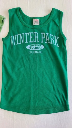 Lot Of 2 Winter Park Colorado Ski Tshirt Tank Top Kids Small Green Souvenir - Picture 3 of 9