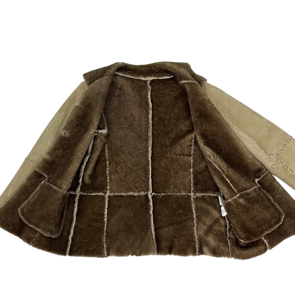 Isabella птица женщин овчины Куртка Пальто желтовато-коричневый замши стриженный мех с подкладкой размер M - Изображение 4 из 4