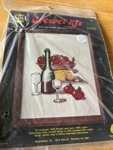 Vintage Crewel kit Wine and Cheese #951 Needlemagic Inc Vintage New 1981