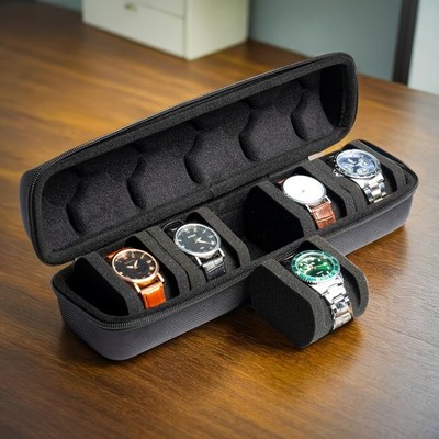 5-Slot Watch Box Organizer Hard Shell Watch Case for Watch Storage