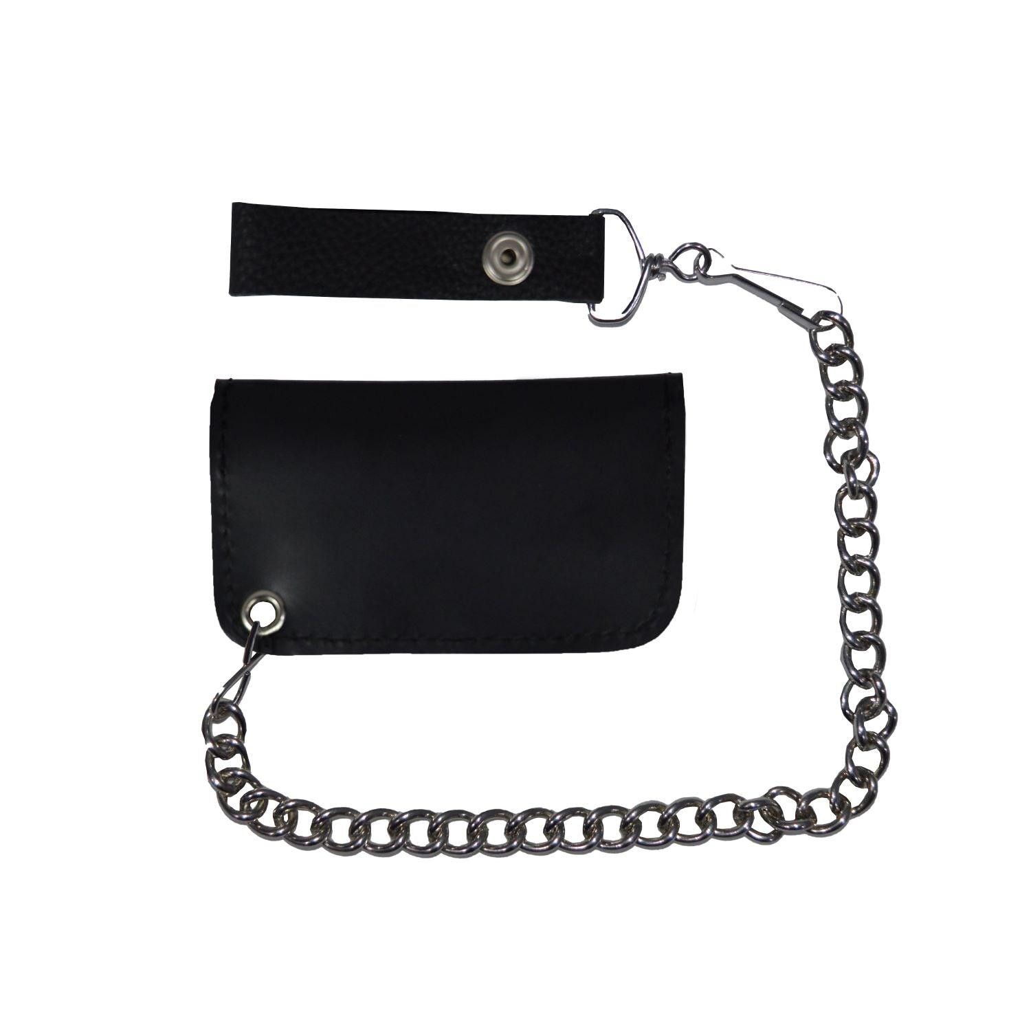 Dream Apparel Black Leather Motorcycle Chain Coins Wallet