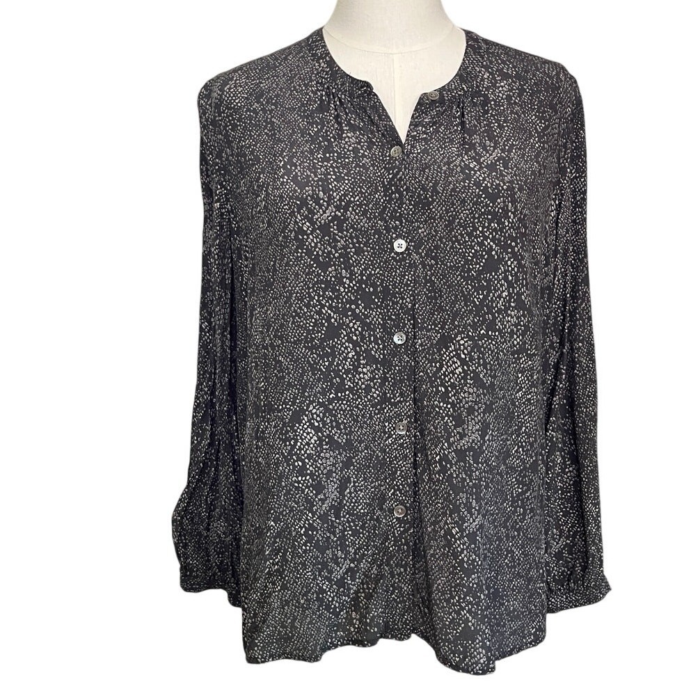 Rails Eloise Slate Python Print Blouse Button Fro… - image 2