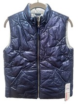 J. CREW Crewcuts Reversible Navy  Silver Quilted Vest