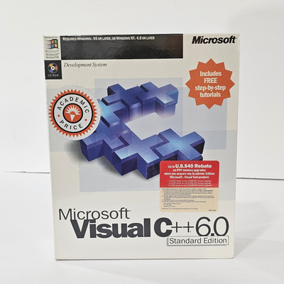 New Microsoft Visual C++ 6.0 Standard Edition Factory Sealed Academic CD-ROM vtg