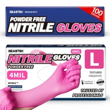 Beastek Nitrile Exam Gloves 4 Mil 100 Pcs Powder-Free Latex-Free Medical Cook...