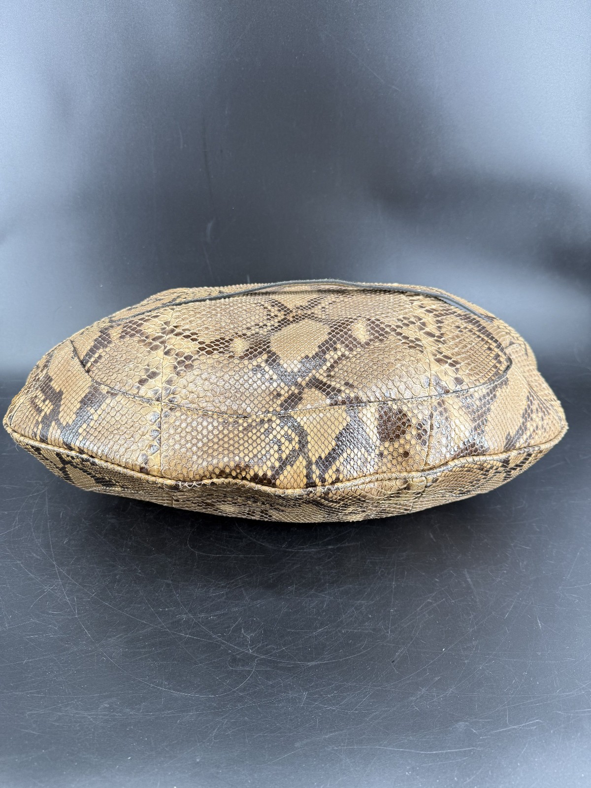 Gucci Python Embossed Leather Bag Nougat Trim 169… - image 10