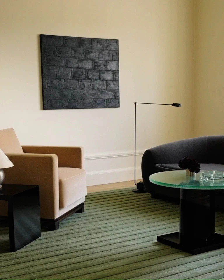 Alfombra de lana acolchada a mano 9x12 pies - Nudos nórdicos Verde pino Rayas Alfombra de lana 8x10 Foto 2 de 4