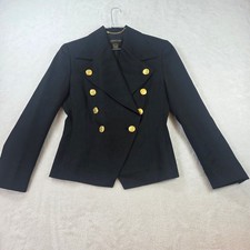 Classiques Entier Womens XS Blk 100 Pure Wool Double Breasted Blazer Gld Button