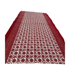 Vintage Indian Block Print Fabric Red White Abstract Geometric Medallion Cloth  