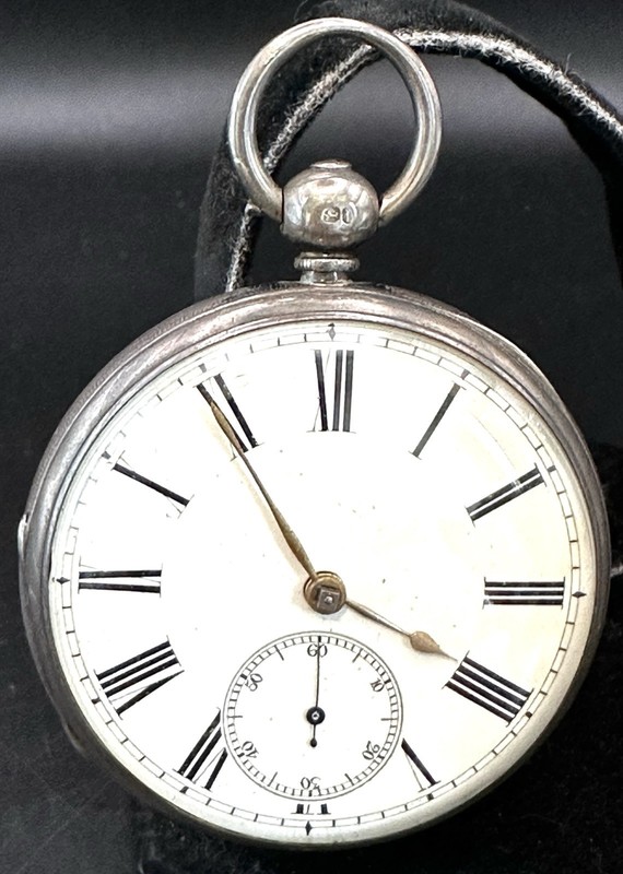 Antique English Sterling Silver Fusee Pocket Watch - With Key - Running Cond