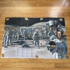 1973 National Geographic Apollo Astronauts NASA Space Moon Mission 33.5  x22.5  