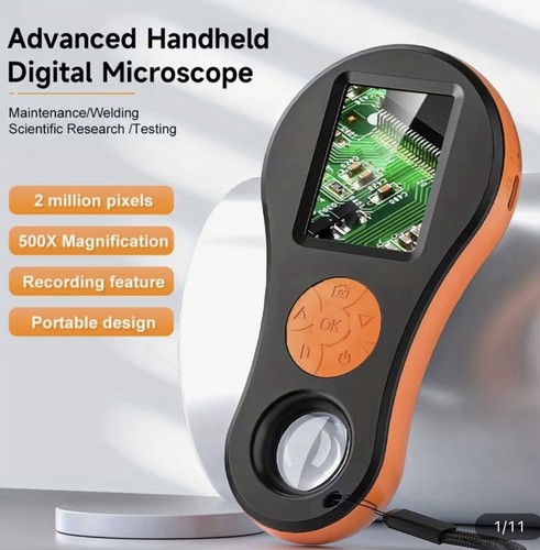 Black 500X Handheld Digital Microscope 2 MP Portable Microscope HD Photo Camera