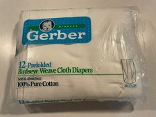11 Gerber Prefolded Birdseye Weave Cloth Cotton Diapers Vintage 14.5x20 1990's.