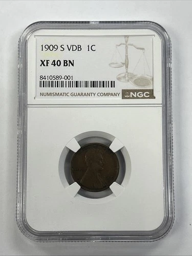 1909-S VDB 1c Lincoln Wheat Small Cent - Key Date - NGC XF 40 BN