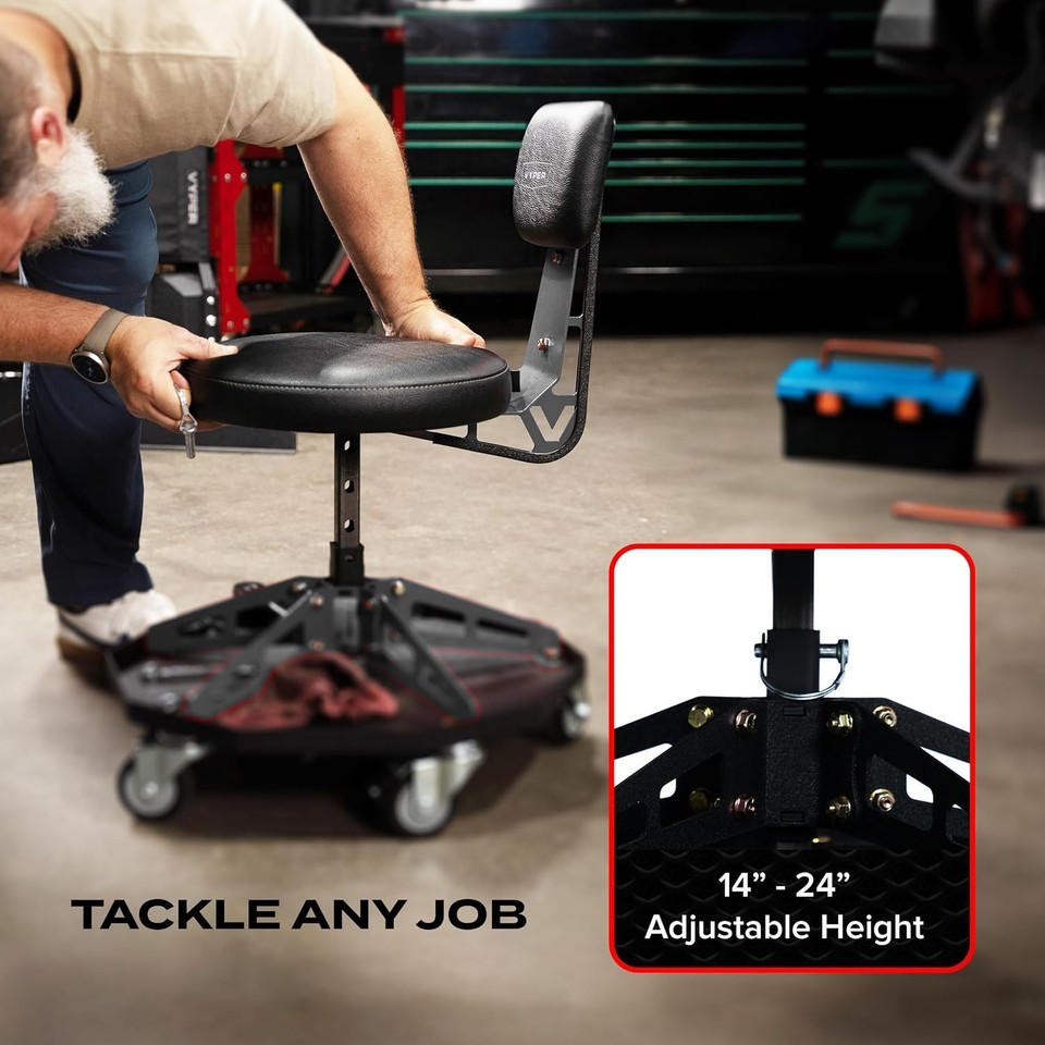 Vyper Robust Steel Sport Shop Chair for Mechanics, Automotive, DIY ...