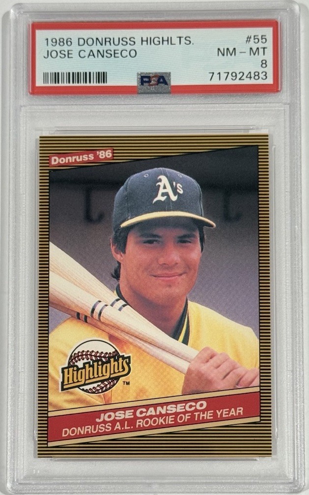 1986 Donruss Highlights #55 Jose Canseco PSA 8 Rookie RC Athletics