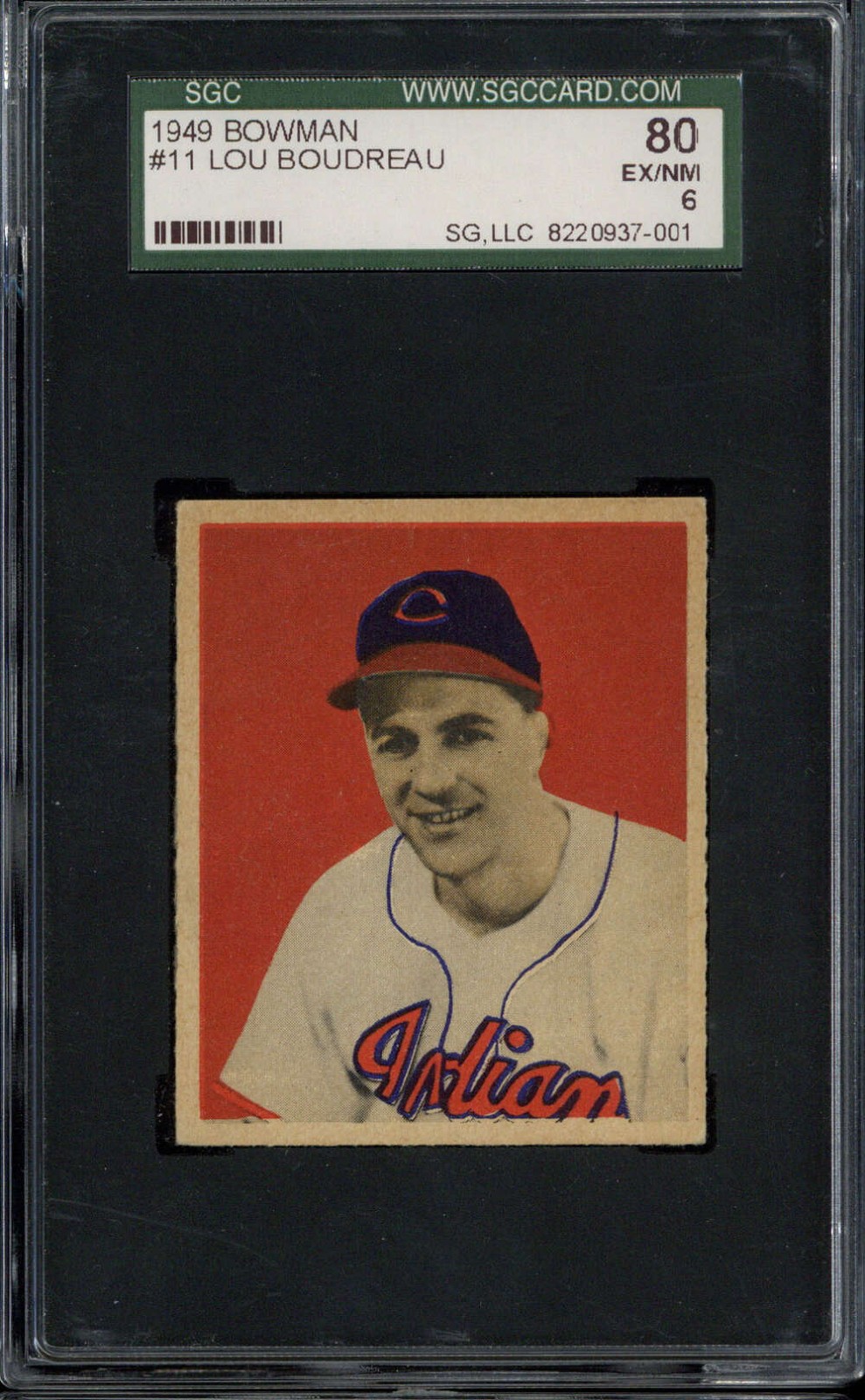 1949 Bowman #11 Lou Boudreau Indians SGC 6 EX-Mint