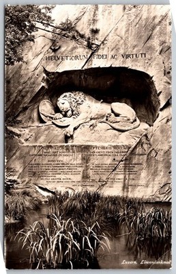 Luzern Lion Monument Switzerland RPPC Postcard Kunstverlag Goetz 8867 C286
