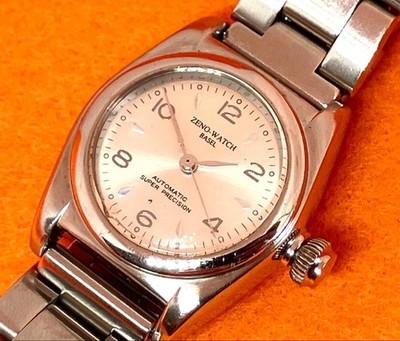 ZENO-WATCH BASEL Bubble Back Automatic Ladies Watch Super Silver Precision Japan