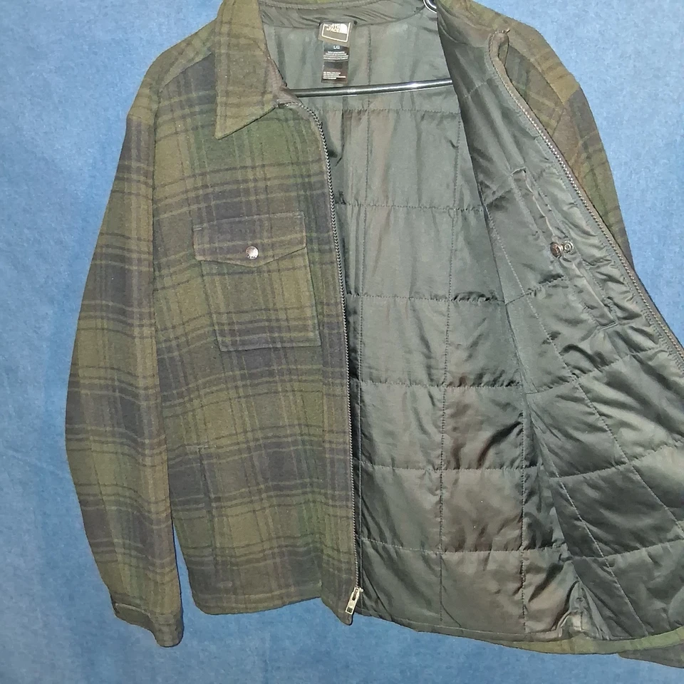 The North Face Jacket Men's LARGE Olive & Black Wool Plaid Coat Full-Zip Hiking - Image 2 of 4