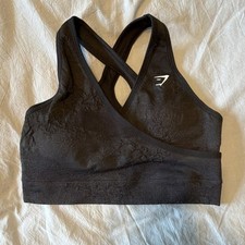 Gymshark Women's Crossback Sports Bra Black Size M Pullover Wireless Logo