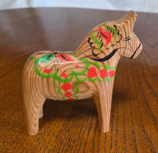Swedish Dala Horse, 4.75". Natural Wood