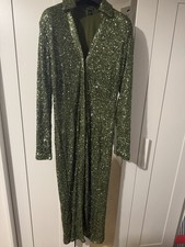 KAREN MILLEN Green Sequin Maxi Dress – Size S (UK 8–10, Stretch)