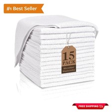 Ultra-Soft 15 Pack White Washcloths: Highly Absorbent  Versatile for Everyone