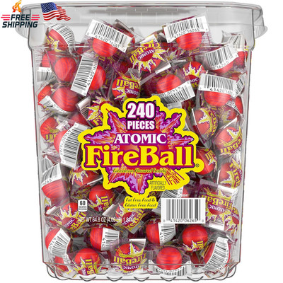 Wonka Atomic Fireball, Candy, Cinnamon Flavor, Individually Wrapped, 64.8Oz (240
