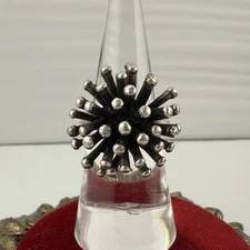 Vintage Mexican 925 Sterling Silver Sputnik Ring Sz 7.75 Modernist Taxco