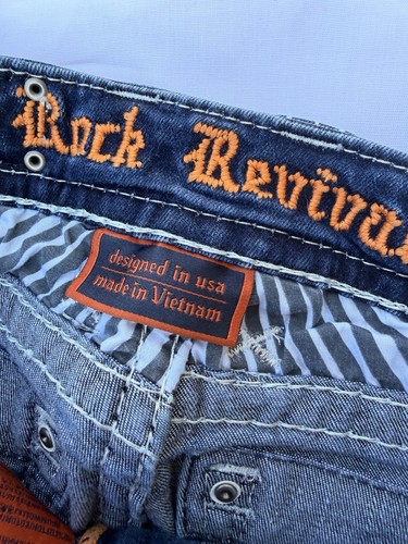 Rock Revival Jeans Women 26x29 Charon Skinny Rhinestones Embroidered Distressed - Picture 10 of 15