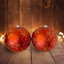 Christmas Ball Ornaments Large Oversized Shatterproof Red Gold Glitter Set of 2
