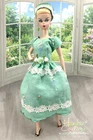 FITS BARBIE SILKSTONE VTG LINEN EMBROIDERY DOLL DRESS by HANKIE COUTURE CLOTHES!