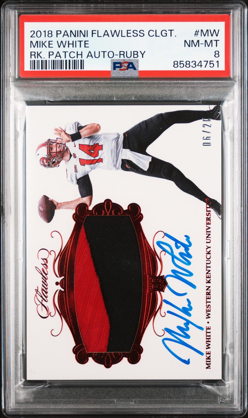 Mike White Panini Flawless Collegiate Rookie Patch Autographs #MW Ruby